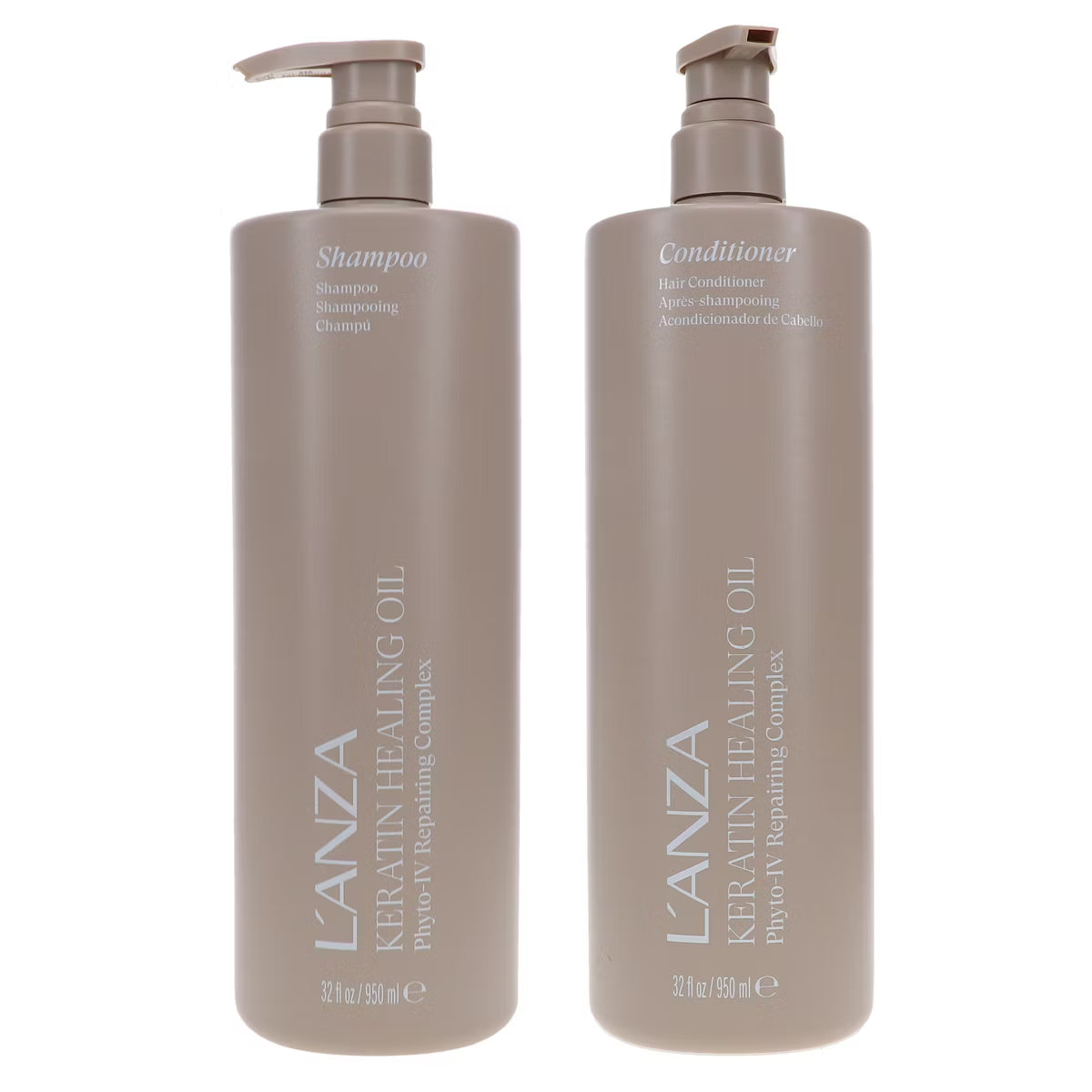L'ANZA Keratin Healing Oil Phyto-IV Repairing Complex Shampoo 32 oz & Conditioner 32 oz Combo Pack