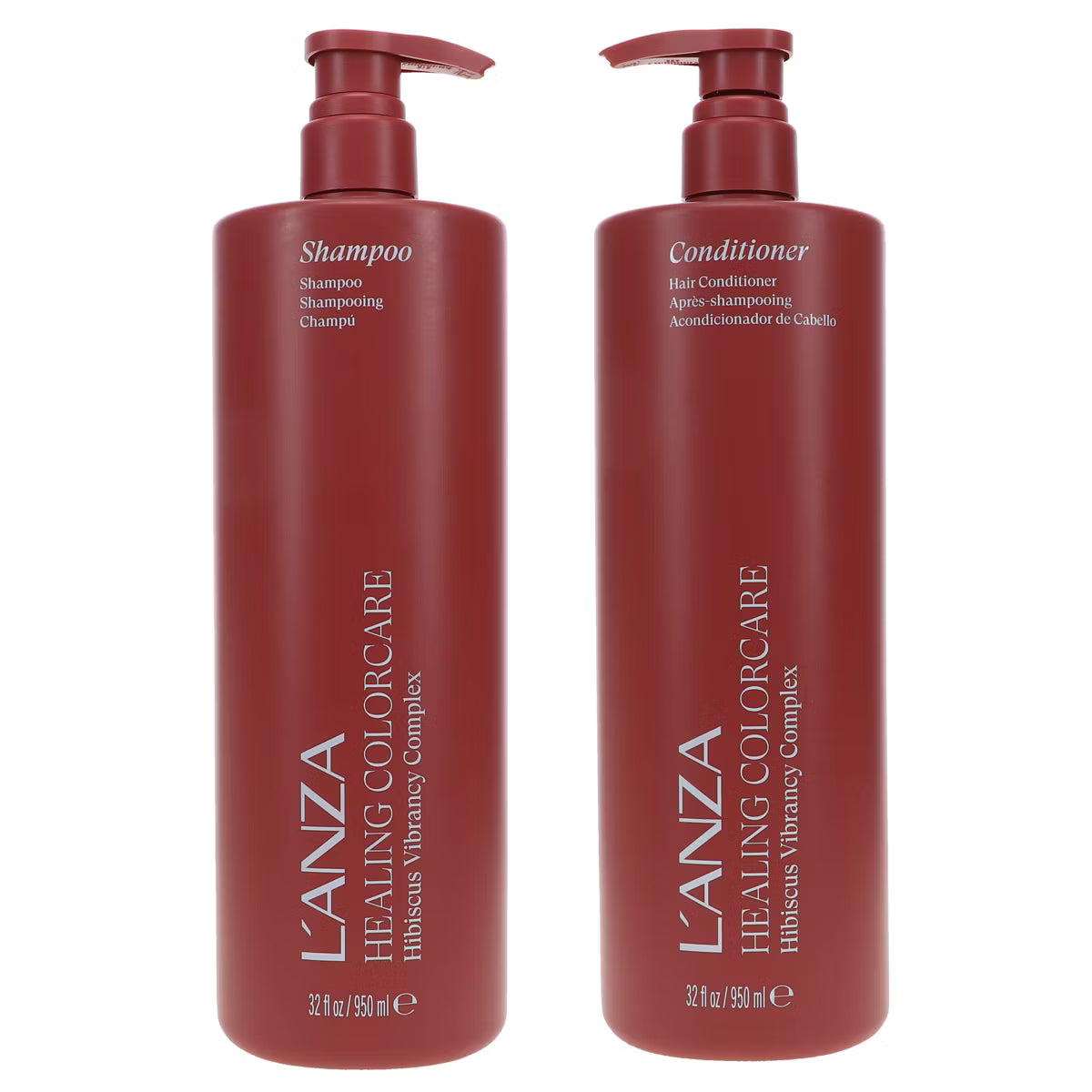 L'ANZA Healing ColorCare Hibiscus Vibrancy Complex Shampoo 32 oz & Conditioner 32 oz Combo Pack