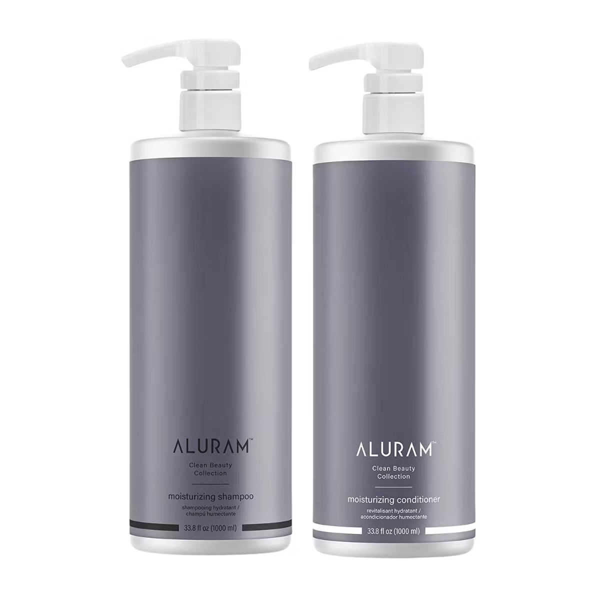 ALURAM MOISTURIZING Shampoo & Conditioner (33.8 oz LITER DUO SET KIT) Coconut Water Based | for Medium to Coarse Textured Hair